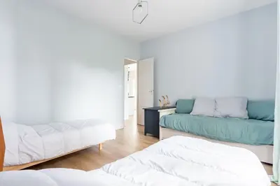 Un ou plusieurs lits dans un hébergement de l'établissement Maison pour 5 personnes - 500m de la plage