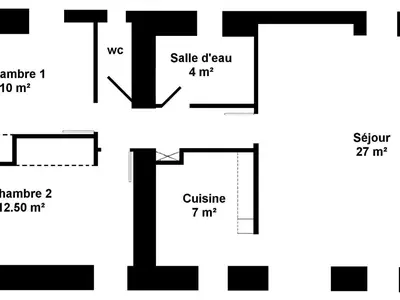 Plan de l'établissement Gîte rural confortable avec jardin clos, proche de Pornic, idéal pour familles, jeux et animaux bienvenus - FR-1-306-1042