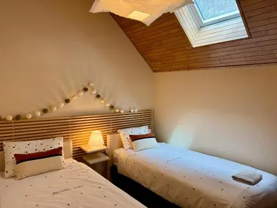 Un ou plusieurs lits dans un hébergement de l'établissement Gîte Loirizon vue Loire 4 personnes