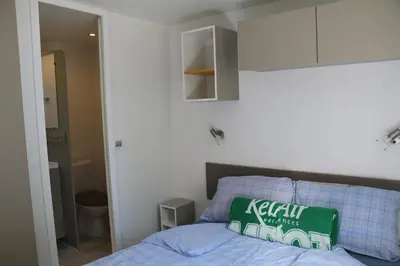 Un ou plusieurs lits dans un hébergement de l'établissement Mobile Homes by KelAir at Camping La Yole