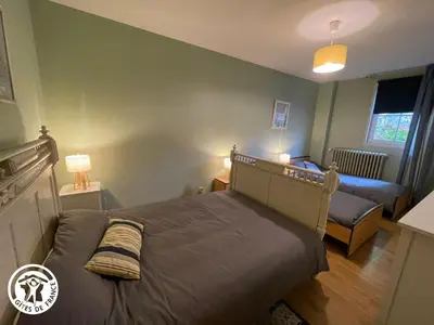 Un ou plusieurs lits dans un hébergement de l'établissement Maison rénovée avec piscine chauffée privative près de Challans et Aizenay - FR-1-426-258