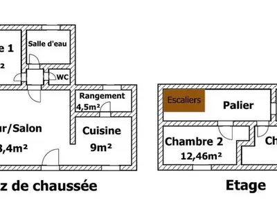 Plan de l'établissement Maison rénovée avec piscine chauffée, jardin clos et Wi-Fi à Saint-Martin-des-Tilleuls - FR-1-426-355