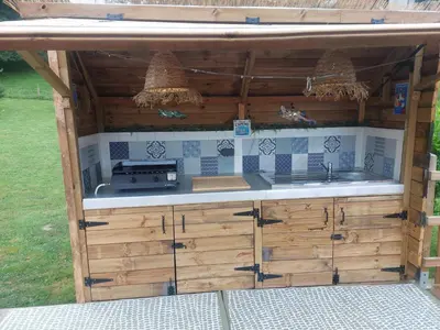 Cuisine ou kitchenette dans l'établissement Gîte du Petit Moulin