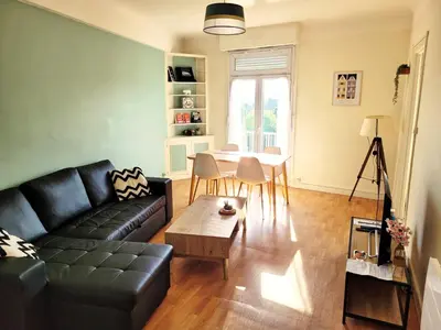 Coin salon dans l'établissement St Jak Appartement