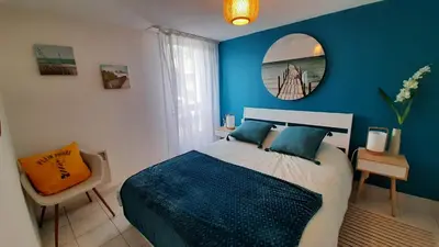 Un ou plusieurs lits dans un hébergement de l'établissement L'ESCAPADE maison 3 chambres plus mezzanine 8 à 10 personnes