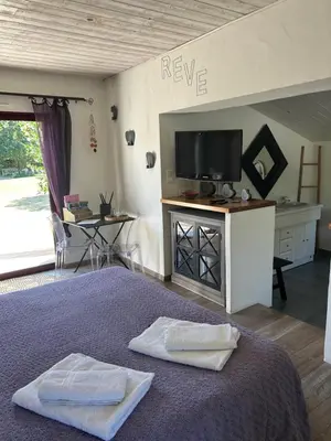 Télévision ou salle de divertissement dans l'établissement chambre d hôtes les trois châteaux
