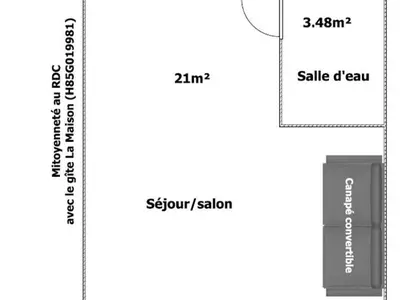 Plan de l'établissement Studio 2 pers rénové en bord de Sèvre avec cuisine équipée et extérieur partagé - FR-1-426-482