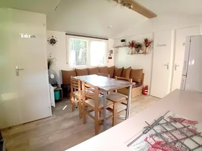 Cuisine ou kitchenette dans l'établissement Mobile Home - Sleeps 6 - Parking - Family Pools