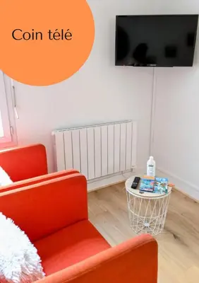 Télévision ou salle de divertissement dans l'établissement Appartement Hypercentre Calme proche Centre des Congrès