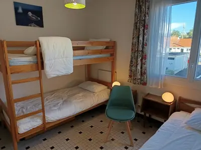 Un ou plusieurs lits dans un hébergement de l'établissement Appartement vue mer à Notre-Dame-de-Monts - 5 personnes, animaux - FR-1-540-147