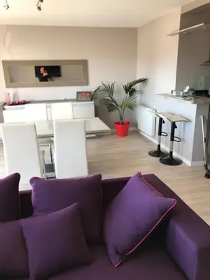 Cuisine ou kitchenette dans l'établissement Appartement ST JEAN Centre Ville Wifi Balcon Parking