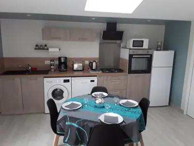 Cuisine ou kitchenette dans l'établissement L'Instant Présent, en Vendée, gite neuf , 3 etoiles, 15 minutes de l'océan