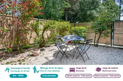 Jardin de l'établissement Rez-de-jardin pour 3 personnes proche de la plage