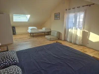 Un ou plusieurs lits dans un hébergement de l'établissement Pornic - maison familiale 8p - plage & port à pied