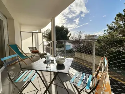 Balcon ou terrasse dans l'établissement Appartement 2 pièces, 2 couchages, La Guérinière, balcon, parking - FR-1-224B-171