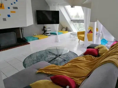 Un ou plusieurs lits dans un hébergement de l'établissement Superbe loft 90m² proche parc expo Nantes (6p)