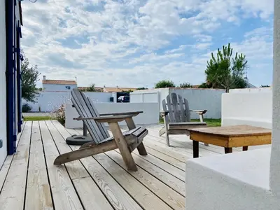 Balcon ou terrasse dans l'établissement Maison moderne pour 5 personnes à Noirmoutier