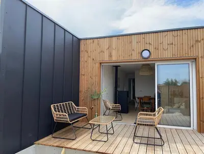 Terrasse ou espace extérieur de l'établissement Maison de Vacances 2 personnes, ossature bois, à Saint Gilles Croix De Vie 85