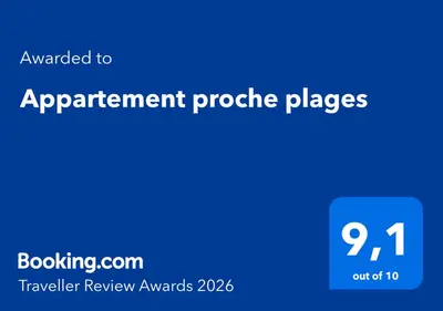 Certificat, récompense, panneau ou autre document affiché dans l'établissement Appartement proche plages