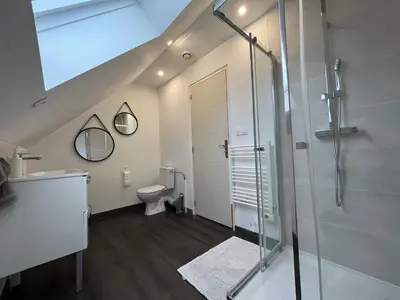 Salle de bains dans l'établissement Chez Bérangère et Nicolas
