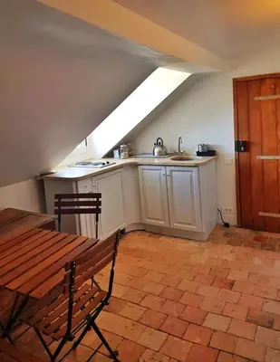 Cuisine ou kitchenette dans l'établissement Bel appartement à la Chetardière