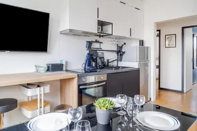 Cuisine ou kitchenette dans l'établissement Nouveau ! Ptit Lu - Appartement proche Loire