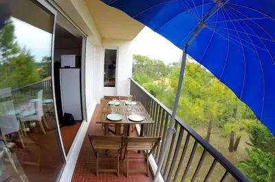 Balcon ou terrasse dans l'établissement Entre pinède et océan