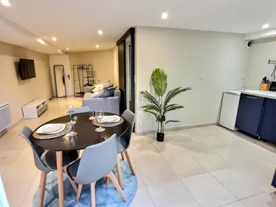 Cuisine ou kitchenette dans l'établissement Le Petit Rocher 30m2- Studio standing 3 étoiles