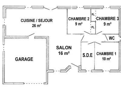 Plan de l'établissement Gîte rénové au cœur du Vignoble Nantais, proche Hellfest, terrasse, jardin clos, parking, vélos à dispo - FR-1-306-1230