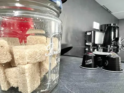 Cuisine ou kitchenette dans l'établissement La Rayon'Nantes