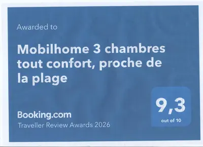 Certificat, récompense, panneau ou autre document affiché dans l'établissement Mobilhome 3 chambres tout confort, proche de la plage