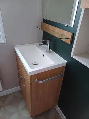 Salle de bains dans l'établissement Très jolie Mobil home 3 chambres 418