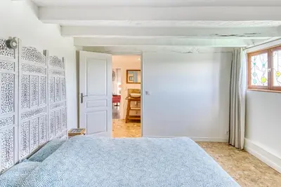 Un ou plusieurs lits dans un hébergement de l'établissement Superbe Appartement Vue sur la Confluence LOIRE