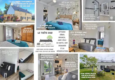 Plan de l'établissement Le Tigîte B&B - entrée privée, petit déj-linge-ménage inclus, dîner-brunch possibles, 2 espaces nuit séparés 1 à 4 personnes