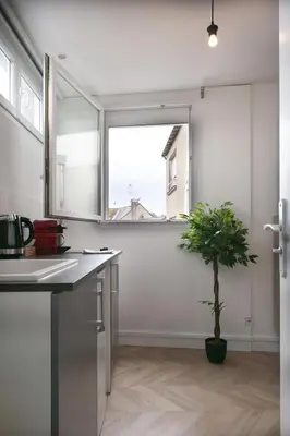 Cuisine ou kitchenette dans l'établissement studio trankil coeur d'Ancenis - balcons d'Ancenis